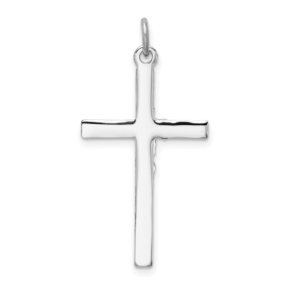 Sterling Silver Rhodium-plated Polished Epoxy & Gold-plated Cross Pendant