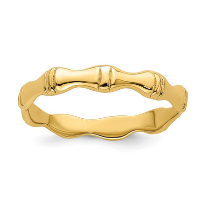 14K Yellow Gold Polished Bamboo Band Size 7