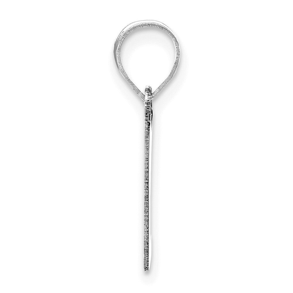 14k White Gold Polished Script Letter L Initial Pendant for Women
