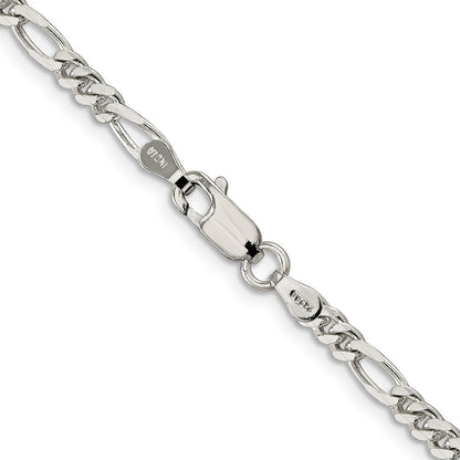 Sterling Silver Rhodium-plated 3.5mm Figaro Chain Necklace