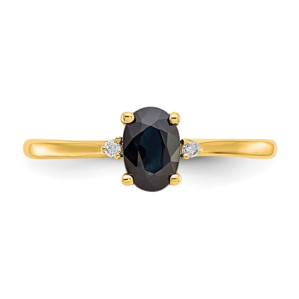 14K Yellow Gold Diamond & Sapphire Birthstone Ring
