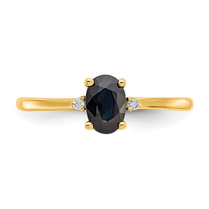14K Yellow Gold Diamond & Sapphire Birthstone Ring