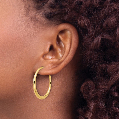 14k Yellow Gold Polished Hoop Earrings