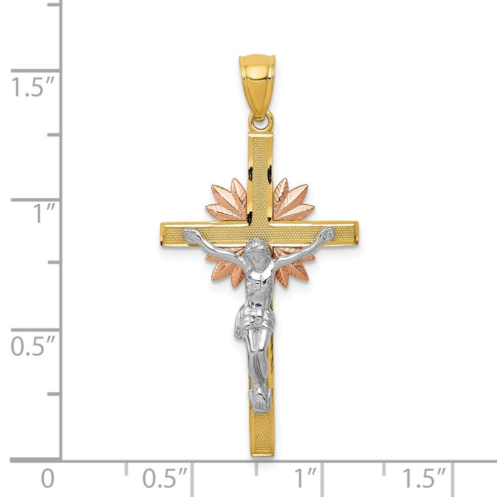 14k Tri-Color Gold Tri-color Crucifix Pendant for Women