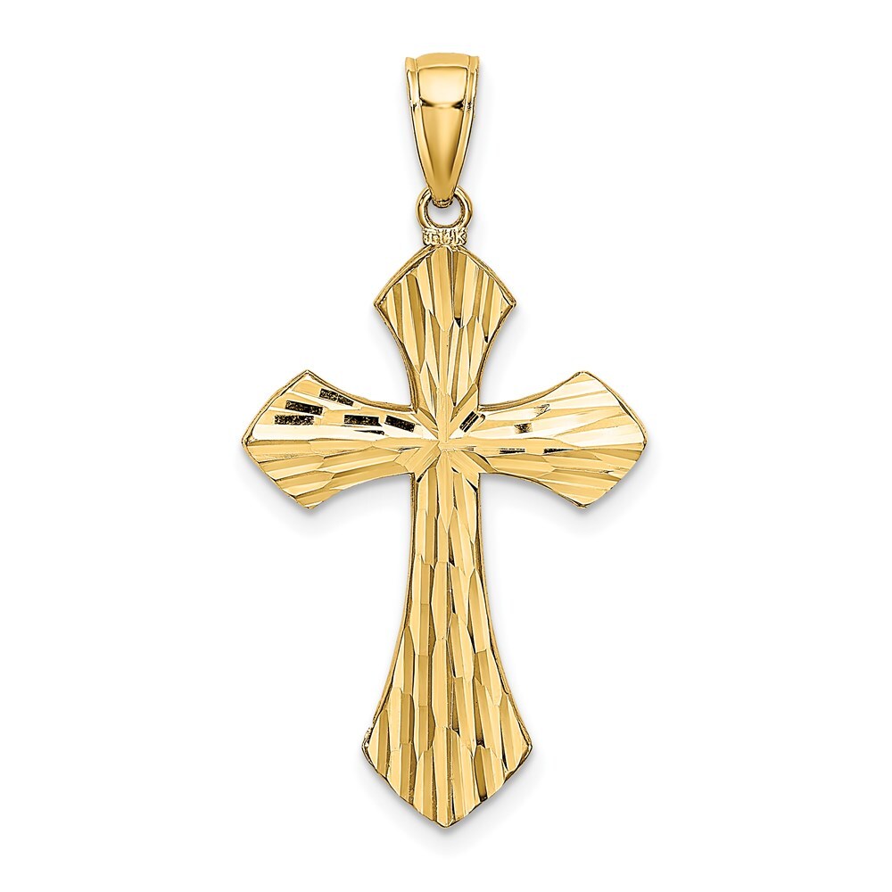 14k Yellow Gold Rhodium and Diamond-cut Reversible Cross Charm