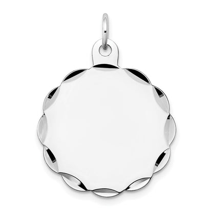 14k White Gold .027 Gauge Engraveable Scalloped Disc Charm