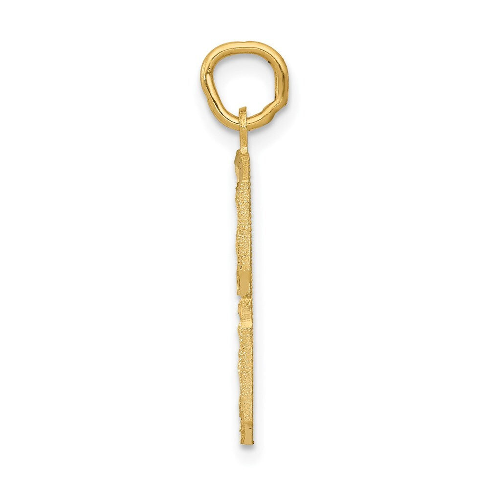 14k Yellow Gold Large Brushed Diamond-cut Number 8 Charm Pendant for Women