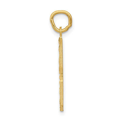 14k Yellow Gold Large Brushed Diamond-cut Number 8 Charm Pendant for Women