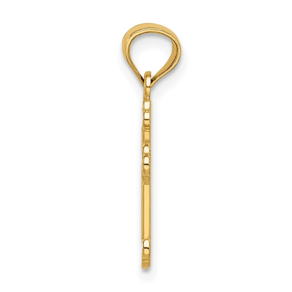 14k Yellow Gold Small Budded Cross Charm Pendant