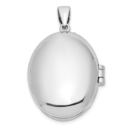 Sterling Silver Cubic Zirconia Filigree Top Polished Back Oval Locket