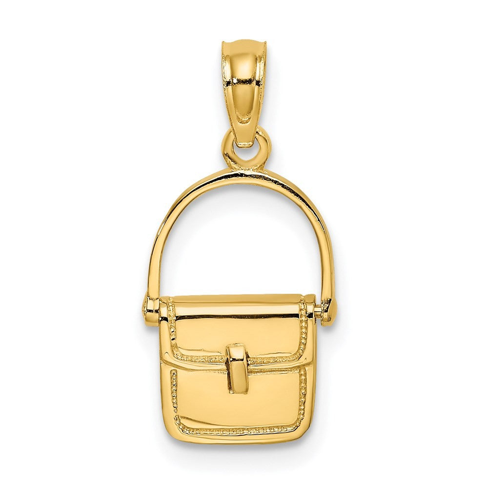14k Yellow Gold 3-D Moveable Polished Purse Charm