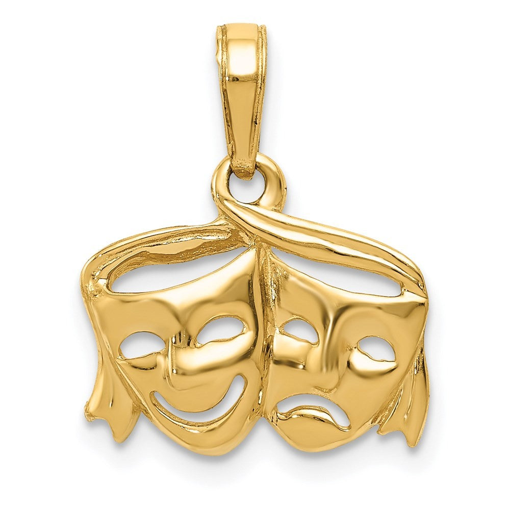 14k Yellow Gold Polished Open-Backed Comedy/Tragedy Pendant