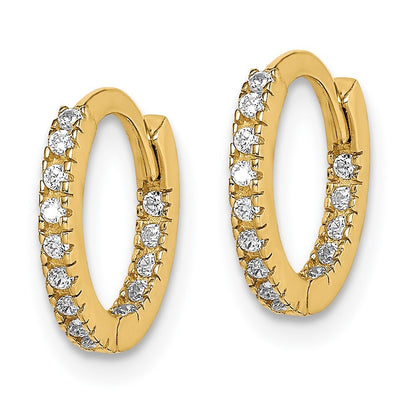 14k Yellow Gold Cubic Zirconia Hinged Hoop Earrings