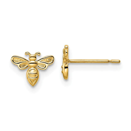 14k Yellow Gold Bumble Bee Stud Earrings Gift for Women