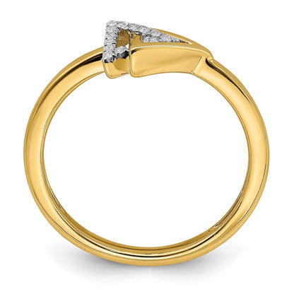14K Yellow Gold Polished Double Triangle Diamond Ring Size 7