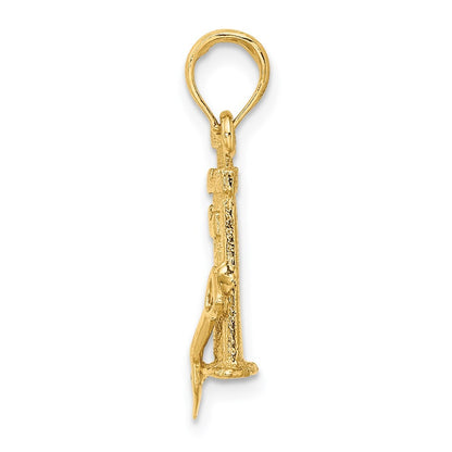 14k Yellow Gold 3-D Sand Castle Shovel Charm Pendant