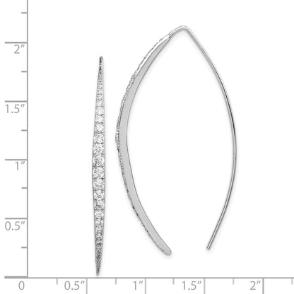 Sterling Silver Rhodium-plated Cubic Zirconia Threader Earrings