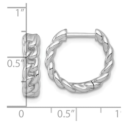Sterling Silver Polished 4.5 x 18mm Curb Link Round Hinged Hoop Earrings