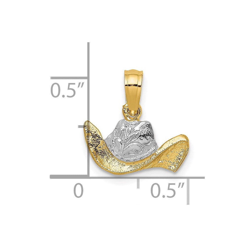 14k Yellow Gold w/ Rhodium Cowboy Hat Charm
