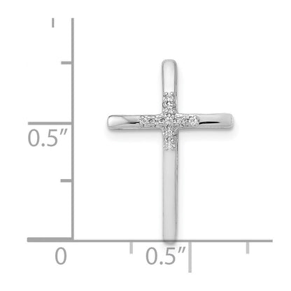14k White Gold .03ct. Diamond Cross Chain Slide Pendant for Women