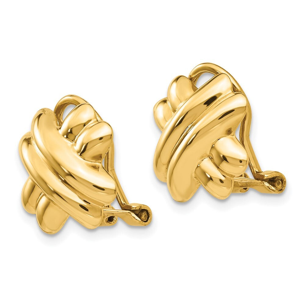 14k Yellow Gold Non-pierced X Stud Earrings