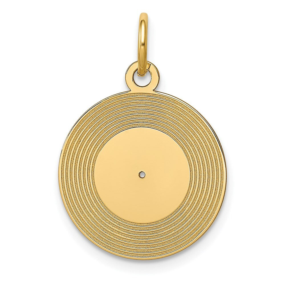 14k Yellow Gold Record Album Charm Pendant for Women