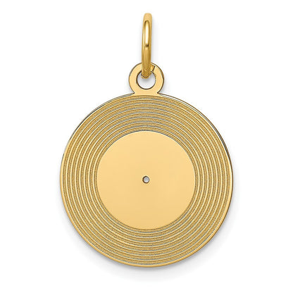 14k Yellow Gold Record Album Charm Pendant for Women