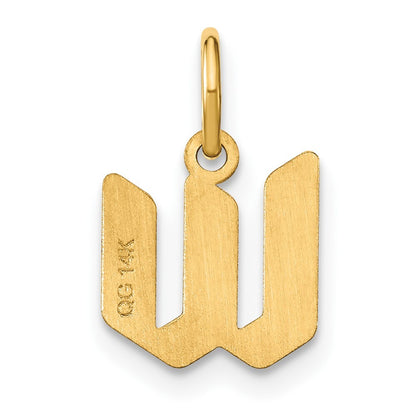 14k Yellow Gold Lowercase Letter W Initial Pendant for Women