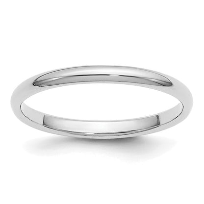 Platinum 2mm Half Round Wedding Band Ring Size 8