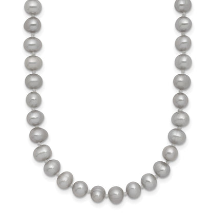 14k Yellow Gold 5-6mm Grey Near Round Freshwater Cultured Pearl 16 inch Necklace