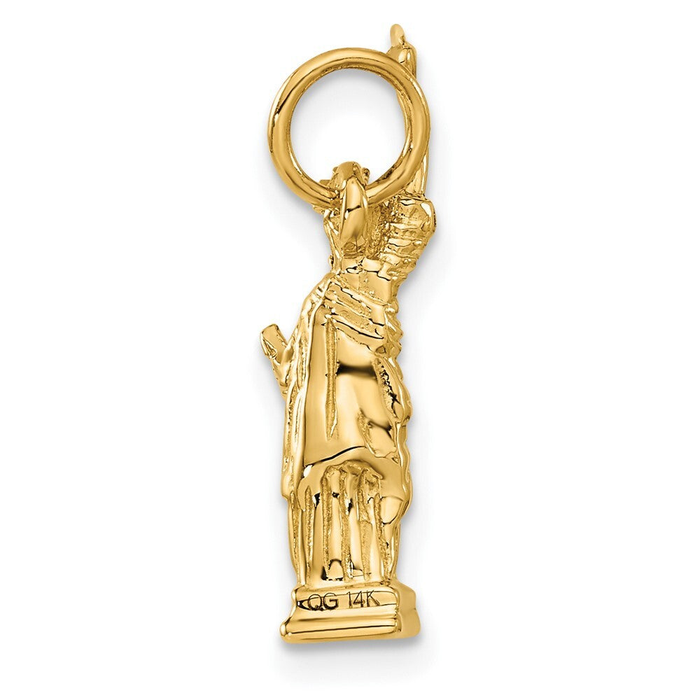 14k Yellow Gold 3D Statue Of Liberty Charm Pendant for Women