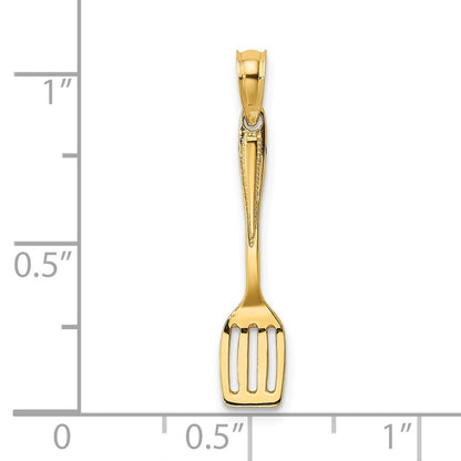 14k Yellow Gold 3-D Polished Spatula Charm Pendant for Women