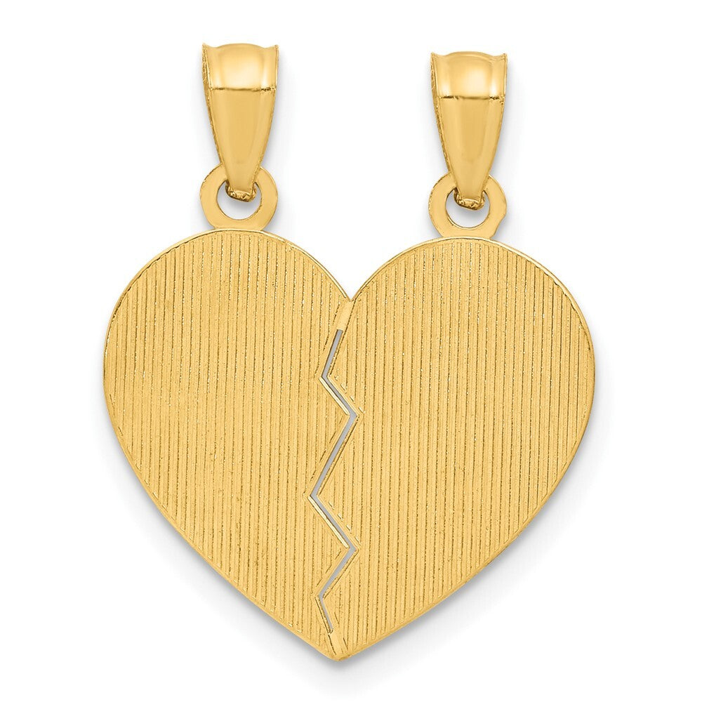 14k Yellow Gold BEST FRIENDS Heart Break Apart Pendants for Women