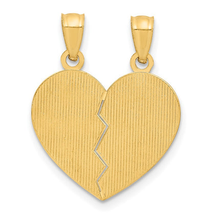 14k Yellow Gold BEST FRIENDS Heart Break Apart Pendants for Women