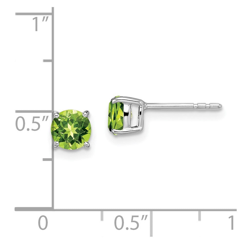 14k White Gold Round Peridot Stud Earrings Gift for Women