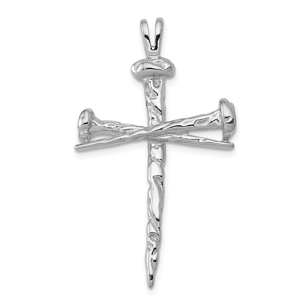 14k White Gold Nail Cross Charm Pendant for Women