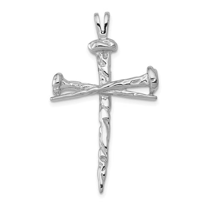 14k White Gold Nail Cross Charm Pendant for Women