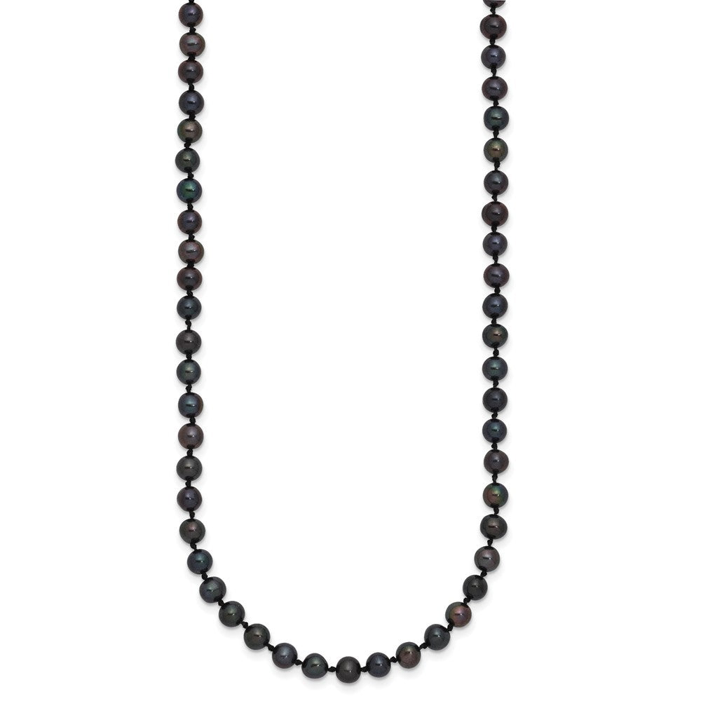 Sterling Silver Rhodium-plated 4-5mm Black Cultured Pearl Necklace 18"