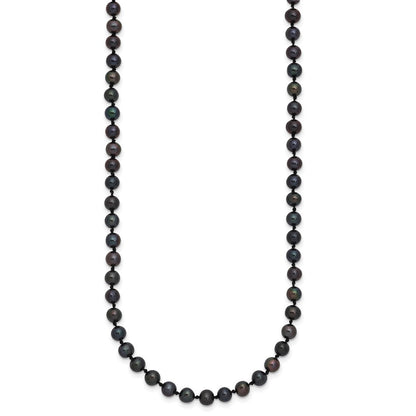 Sterling Silver Rhodium-plated 4-5mm Black Cultured Pearl Necklace 18"