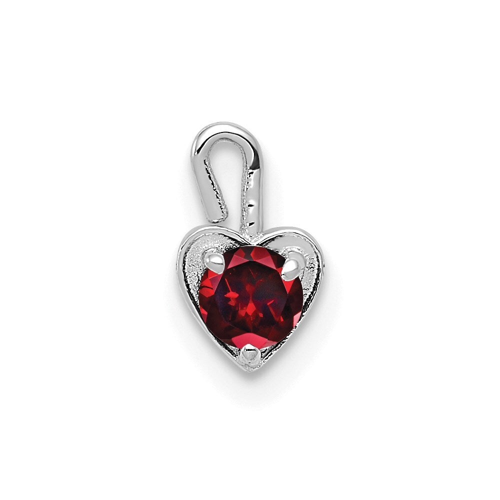 14k White Gold January Synthetic Birthstone Heart Charm Pendant for Women