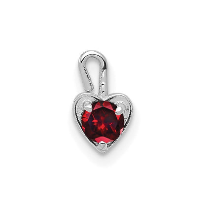 14k White Gold January Synthetic Birthstone Heart Charm Pendant for Women