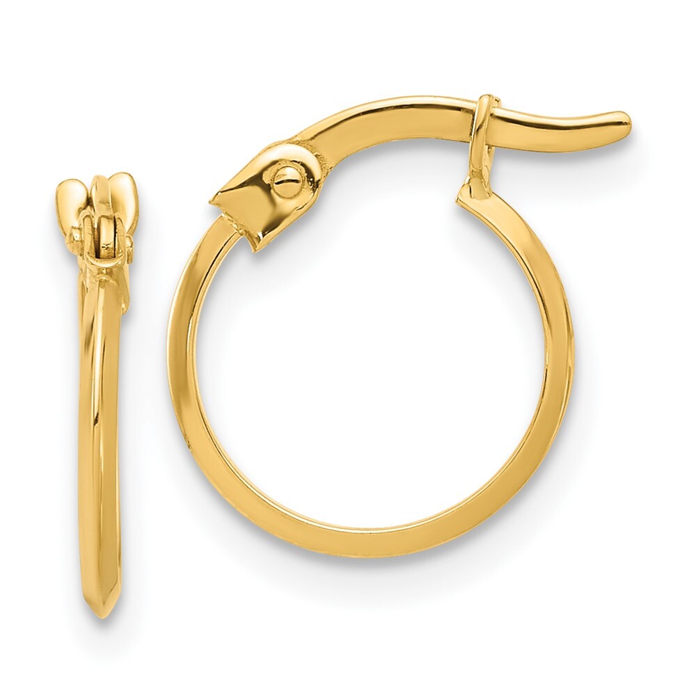 14k Yellow Gold Polished Knife Edge Hoop Earrings Gift for Women