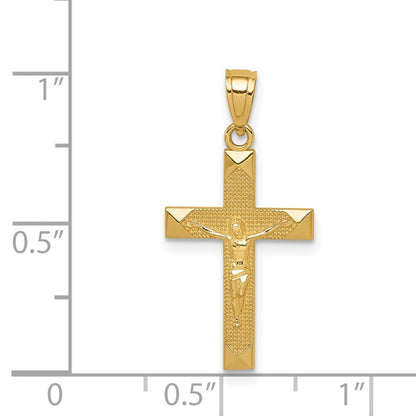 14k Yellow Gold Diamond-cut Crucifix Pendant for Women