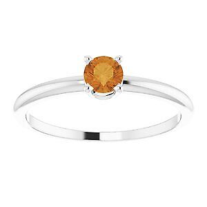 Sterling Silver 4 mm Round Natural Citrine Youth Engagement Ring