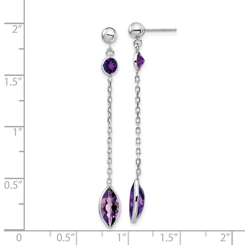 14k White Gold Amethyst Dangle Earrings