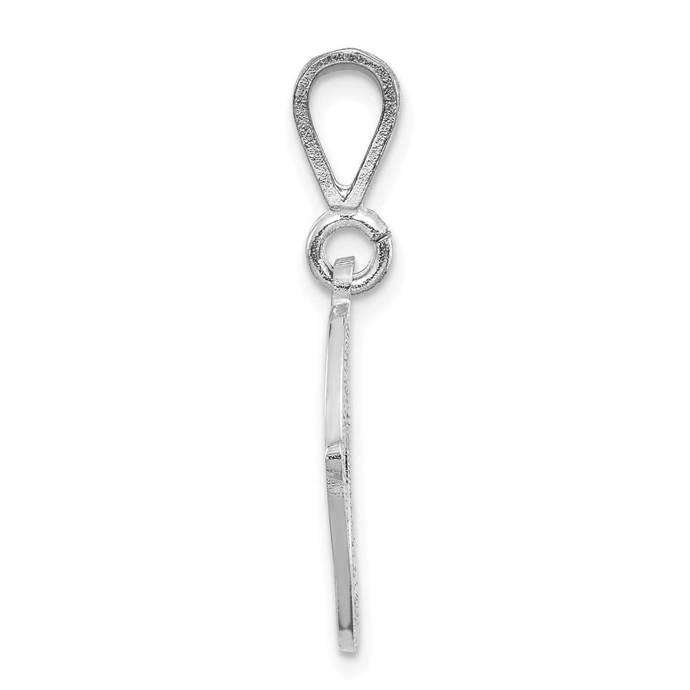 14k White Gold Solid Polished Script Filigree Letter O Initial Pendant