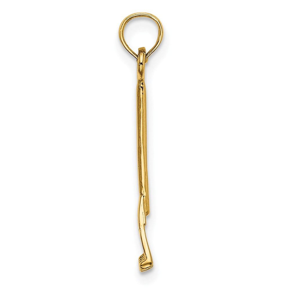 14k Yellow Gold 3-D Leaf Rake Garden Tool Charm