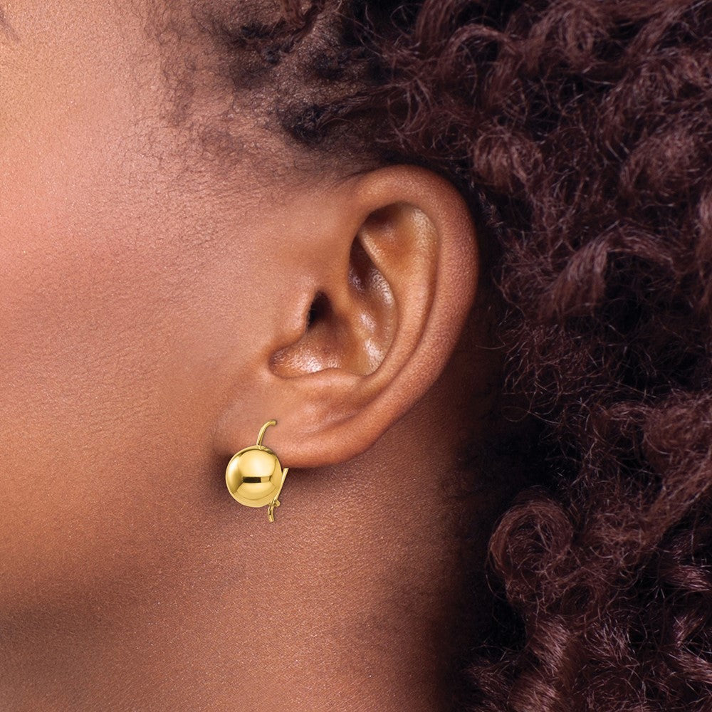 14k Yellow Gold 10.50mm Hollow Half Ball Earrings