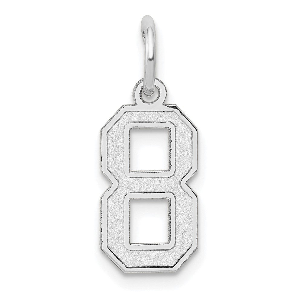 14K White Small Satin Number 8 Charm