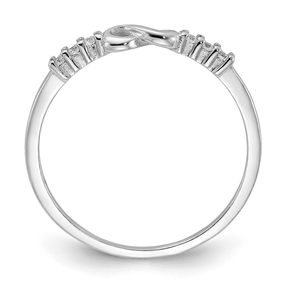 Sterling Silver Rhodium Plated Cubic Zirconia Infinity Ring Size 7